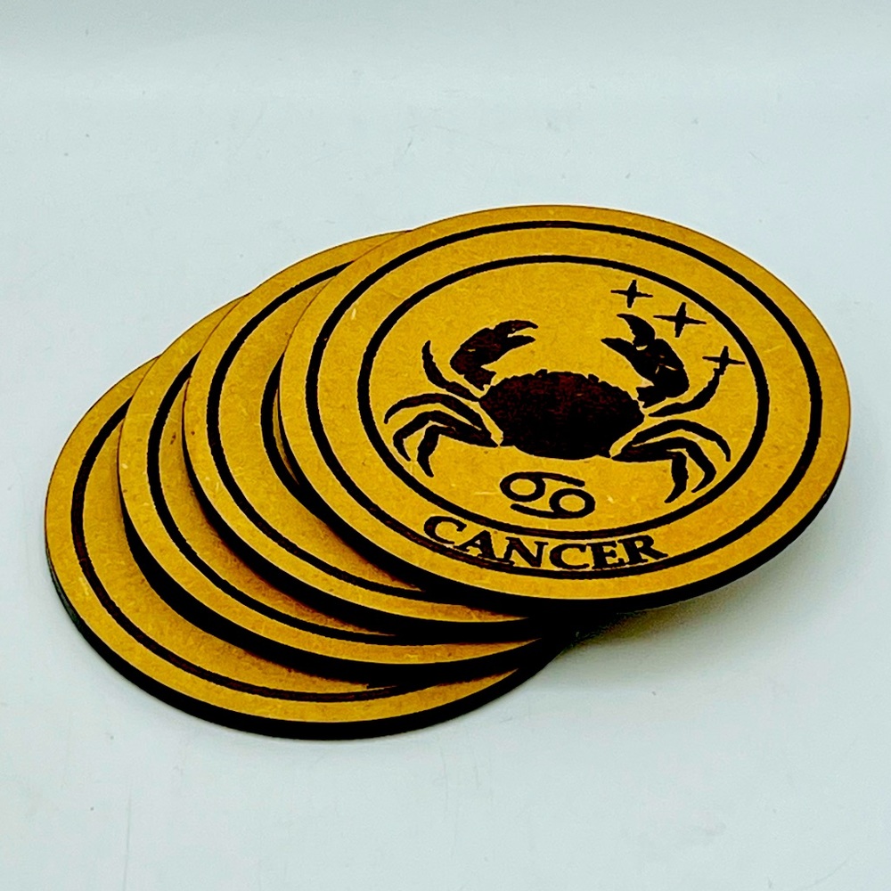 CANCER Zodiac Sign Coasters • Set of 4